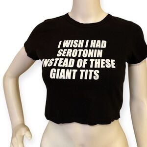 Black Graphic Crop Top